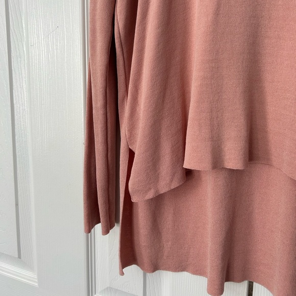 Eileen Fisher Top Hi Low Split Hem Long Doleman Sleeve Pale Blush Medium - Picture 14 of 16
